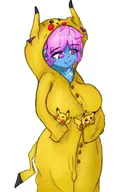 artist:kellein character:Galvi_(Monster_Girl_Dreams) character:Pikachu_(Pok&eacute;mon) Group series:Monster_Girl_Dreams series:Pok&eacute;mon type:Shaded // 400x600 // 195KB