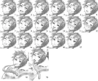 artist:Jiffic character:gren_(Monster_Girl_Dreams) multiple_expressions series:Monster_Girl_Dreams Solo type:Concept_Art type:Sketch // 1451x1200 // 424KB