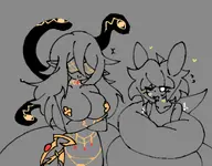 artist:Nicksouly character:Iabel_(Monster_Girl_Dreams) character:Woot_(Nicksouly) Group oc series:Monster_Girl_Dreams type:Lineart // 741x577 // 141KB