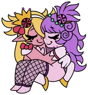 artist:Vrabo character:Auria_(Monster_Girl_Dreams) character:Mimic_(Monster_Girl_Dreams) Group series:Monster_Girl_Dreams type:chibi type:Flat_Colors // 816x875 // 237KB