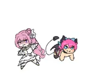 character:Dorothy_(GODDESS_OF_VICTORY:_NIKKE) character:Imp_(Monster_Girl_Dreams) Group series:GODDESS_OF_VICTORY:_NIKKE series:Monster_Girl_Dreams type:chibi type:Meme type:Shaded // 370x320 // 45KB