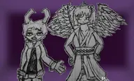 artist:haltedprocess character:Miston_(haltedprocess) character:Tengu_(Monster_Girl_Dreams) Group meta:variant_set oc series:Monster_Girl_Dreams type:Sketch // 1621x983 // 1.5MB
