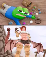 artist:VHAnon character:Manticore_(Monster_Girl_Dreams) character:Pepe_the_Frog Group series:Monster_Girl_Dreams type:Meme type:Shaded // 967x1200 // 1.9MB