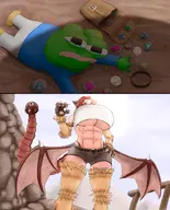 artist:VHAnon artist:Vrabo character:Manticore_(Monster_Girl_Dreams) character:Pepe_the_Frog Group meta:edit series:Monster_Girl_Dreams type:Meme type:Shaded // 964x1196 // 1.8MB