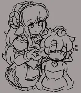 artist:Melliel character:Ancilla_(Monster_Girl_Dreams) character:Brandy_(Melliel) Group oc series:Monster_Girl_Dreams type:Lineart // 703x802 // 197KB